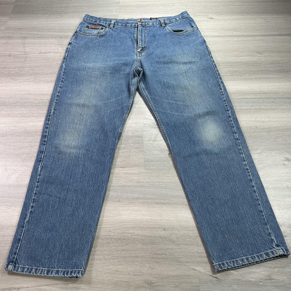 Jeep Jeans Mens 38x32 Blue Straight Leg Denim Classic 5-Pocket Zip Fly 545-3900